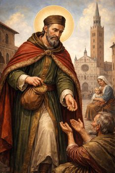 Libera interpretazione iconografica di Sant’Omobono