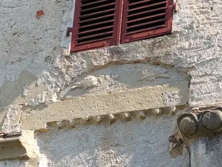 Porta perdonale lunetta scolpita con uccelli - Resti Del Monastero di San Pietro a Monastero di VascoFrazione Roapiana