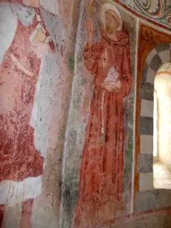 Abside, deambulatorio - Santa con modellino di edificio, forse santa Barbara - Cappella di San Bernolfo a Mondovì