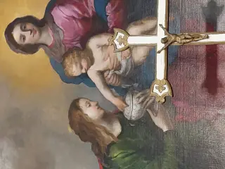 Madonna col Bambino tra Santa Maria Maddalena e San Maurizio dettaglio - Pieve di Santa Maria in Prelio o Santa Maria della Neve a Silvano d'OrbaFrazione La Pieve