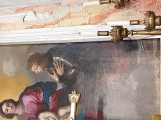 Madonna col Bambino tra Santa Maria Maddalena e San Maurizio dettaglio San Maurizio - Pieve di Santa Maria in Prelio o Santa Maria della Neve a Silvano d'OrbaFrazione La Pieve