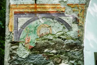 Affresco in facciata - San Bernardino - Oratorio dei Santi Bernardo e Bernardino a Cravagliana