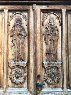 Ante lignee con Santi Giovanni Evangelista e Luigi - Parrocchiale di Sant'Andrea a Antey-Saint-Andrè