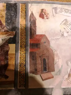 Tentazioni di S. Antonio Abate dettaglio - Cappella dei Santi Rocco e Sebastiano a Mombarcaro