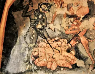 Affreschi - Particolare - Cappella della Madonna della Piana o della Neve a San Michele MondovìFrazione Pian della Gatta