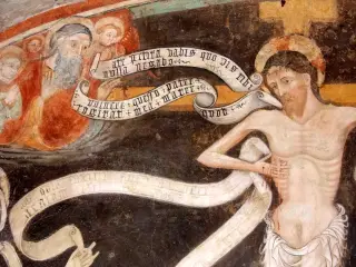 Cristo in croce dettaglio - Cappella di San Bernardo di Clairvaux o delle Forche a MondovìFrazione Ferrone