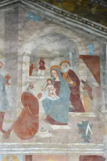 Adorazione dei Magi dettaglio - Cappella della Natività e Visitazione della Vergine a La SalleFrazione Cours o Ecours