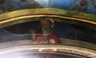 Particolare dell'Annunciazione: il Padreterno - Cappella del Priorato di Sant'Orso a Aosta