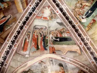 Presbiterio, volta, vele, storie della Vergine, Maria annuncia la sua scomparsa, la Dormizione - Chiesa della Madonna della Stella a Pianezza