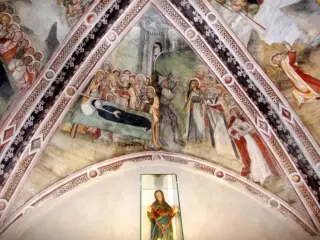 Presbiterio, volta, vele, storie della Vergine, funerali di Maria - Chiesa della Madonna della Stella a Pianezza