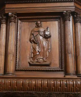 Pulpito, dettaglio - Chiesa di Santa Croce e Tutti i Santi a Bosco Marengo