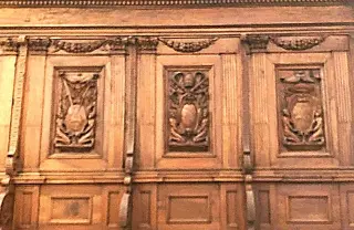 Coro, dettagli - Chiesa di Santa Croce e Tutti i Santi a Bosco Marengo