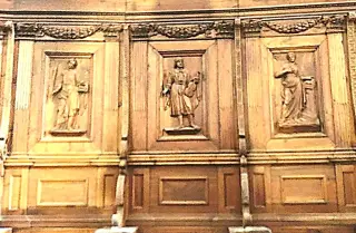 Coro, dettagli - Chiesa di Santa Croce e Tutti i Santi a Bosco Marengo