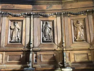 Coro, dettagli - Chiesa di Santa Croce e Tutti i Santi a Bosco Marengo