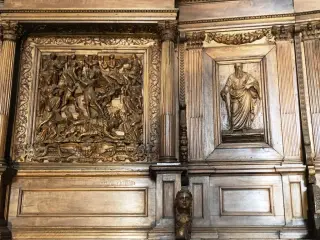 Coro, dettagli - Chiesa di Santa Croce e Tutti i Santi a Bosco Marengo