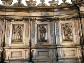 Coro, dettagli - Chiesa di Santa Croce e Tutti i Santi a Bosco Marengo