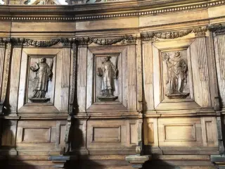 Coro, dettagli - Chiesa di Santa Croce e Tutti i Santi a Bosco Marengo