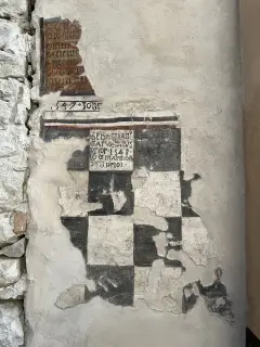 Affresco del 1548 data e iscrizione dettaglio - Oratorio dei Battuti o Immacolata Concezione a Vesime