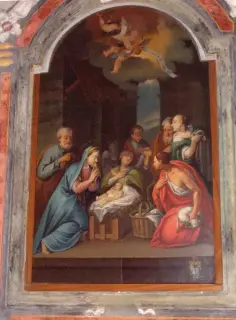 Fondo navata laterale sinistra, pala della Natività - Ex Parrocchiale di Santa Caterina a Villanova MondovìFrazione Villa