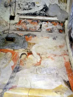 Affreschi cella alla  base del campanile, parete sud - Parrocchiale di Sant'Andrea a Brossasco