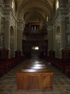Interno verso cantoria - Campanile Antica Chiesa di San Giovanni Battista a Barge