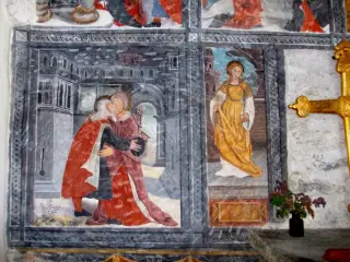 Incontro di Anna e Gioacchino - santa Barbara - Cappella di San Cristoforo o dell'Annunziata a SalbertrandFrazione Oulme