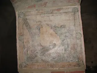 Affresco su colonna - Santuario o Priorato di Santo Stefano al Monte a Candia Canavese