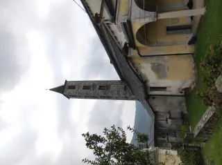 Fianco e campanile - Chiesa Cimiteriale di San Pietro e Paolo a Brovello CarpugninoFrazione Graglia Piana