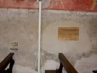 Navata, parete Sud, Ultima cena iscrizioni - Cappella di Santa Maria Assunta o della Stella a MacelloFrazione Stella