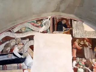 Presbiterio, parete Sud, storie di San Vincenzo Ferreri - Cappella di Santa Maria Assunta o della Stella a MacelloFrazione Stella