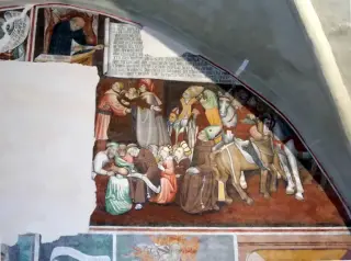 Presbiterio, parete Sud, storie di San Vincenzo Ferreri particolare - Cappella di Santa Maria Assunta o della Stella a MacelloFrazione Stella