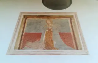 Affresco sopra portale - Santuario della Madonna del Latte o di Gionzana a NovaraFrazione Gionzana