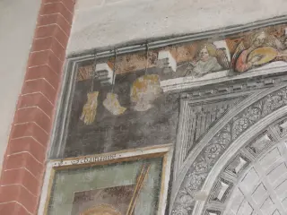 Madonna, San Sebastiano e Santa Agata-Particolare - Abbazia di San Nazzaro o dei Santi Nazario e Celso a San Nazzaro Sesia