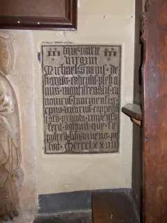 Iscrizione Michael Suavis 1474 - Chiesa di San Giovanni Battista a Caraglio