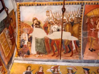 Cappella Botoneri, volta lato Nord - il bacio di Giuda - Santuario di San Magno a Castelmagno