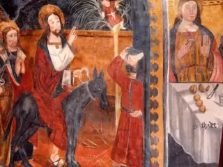 Cappella Botoneri volta lato Sud - Cristo in Gerusalemme e il sicomoro - Santuario di San Magno a Castelmagno