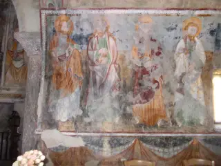 Abside maggiore, lato sinistro, Apostoli, particolare - Chiesa di San Pietro o San Peyre a Stroppo