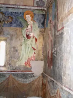 Abside maggiore, lato sinistro, Apostoli, particolare - Chiesa di San Pietro o San Peyre a Stroppo