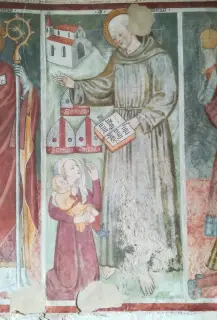 San Bernardino cura una malattia genitale - Chiesa Cimiteriale dei Santi Nazario e Celso a CaltignagaFrazione Sologno