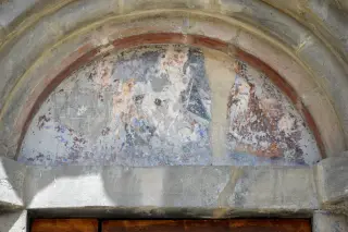 Lunetta affrescata - Parrocchiale di Nostra Signora della Neve a Cesana TorineseFrazione Bousson